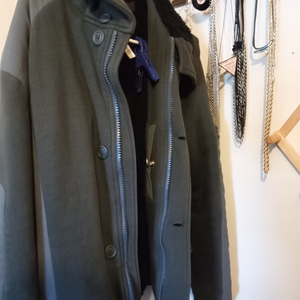 Diesel industries womens olive green sherpa lined winter coat